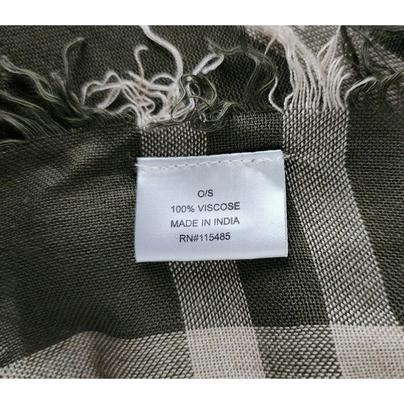 Isa & Stef Womens Embroidered Scarf Wrap Viscose Military Green Fringe 24"x74" - Picture 7 of 8